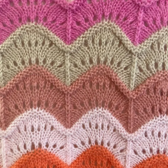 FRNCH CRISTY STRIPED HOLEY SWEATER IN ORANGES AND PINKS - Picture 9 of 12